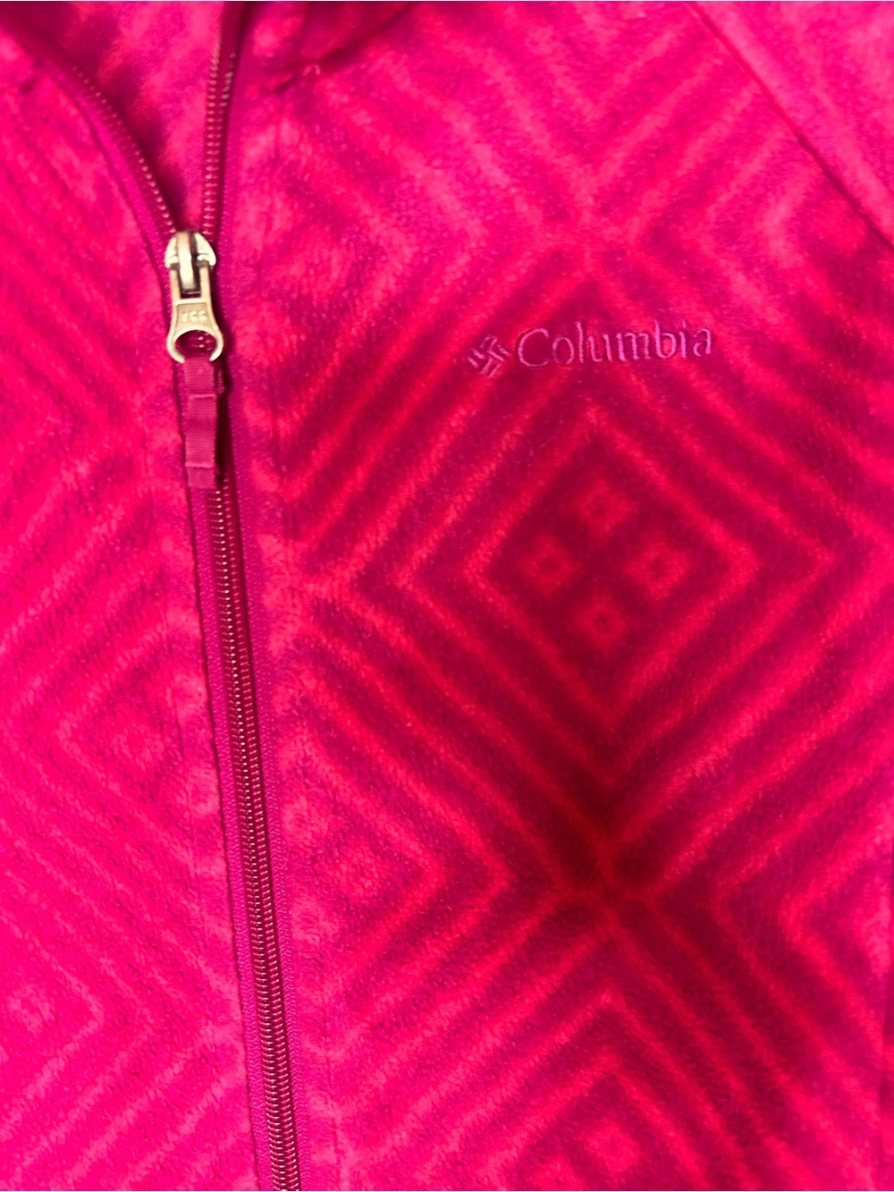 Columbia Girls Fleece Jacket Pink Geometric Print Full Zip Size Large 14/16 - Picture 5 of 9